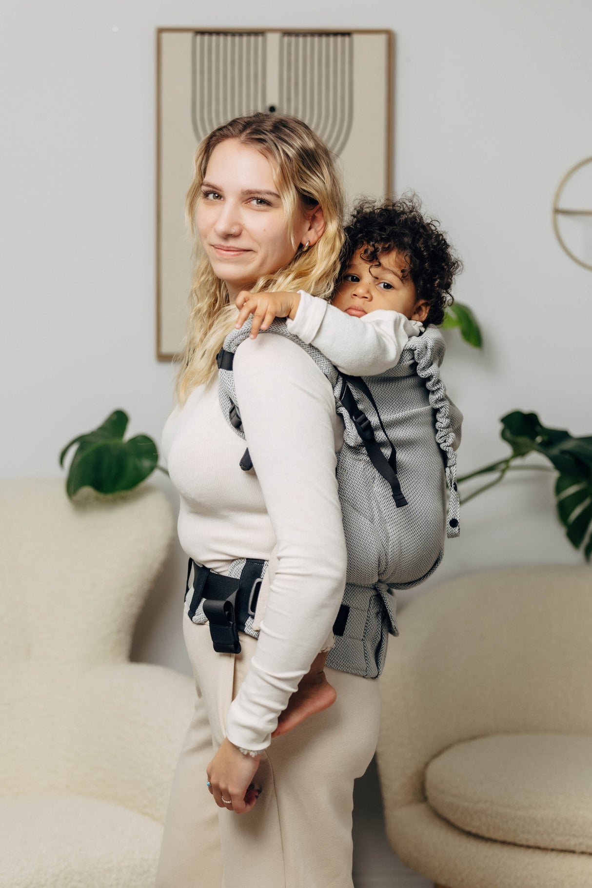 LennyLamb LennyPreschool (bis zu 30kg) - Kleines Fischgrätmuster Grau