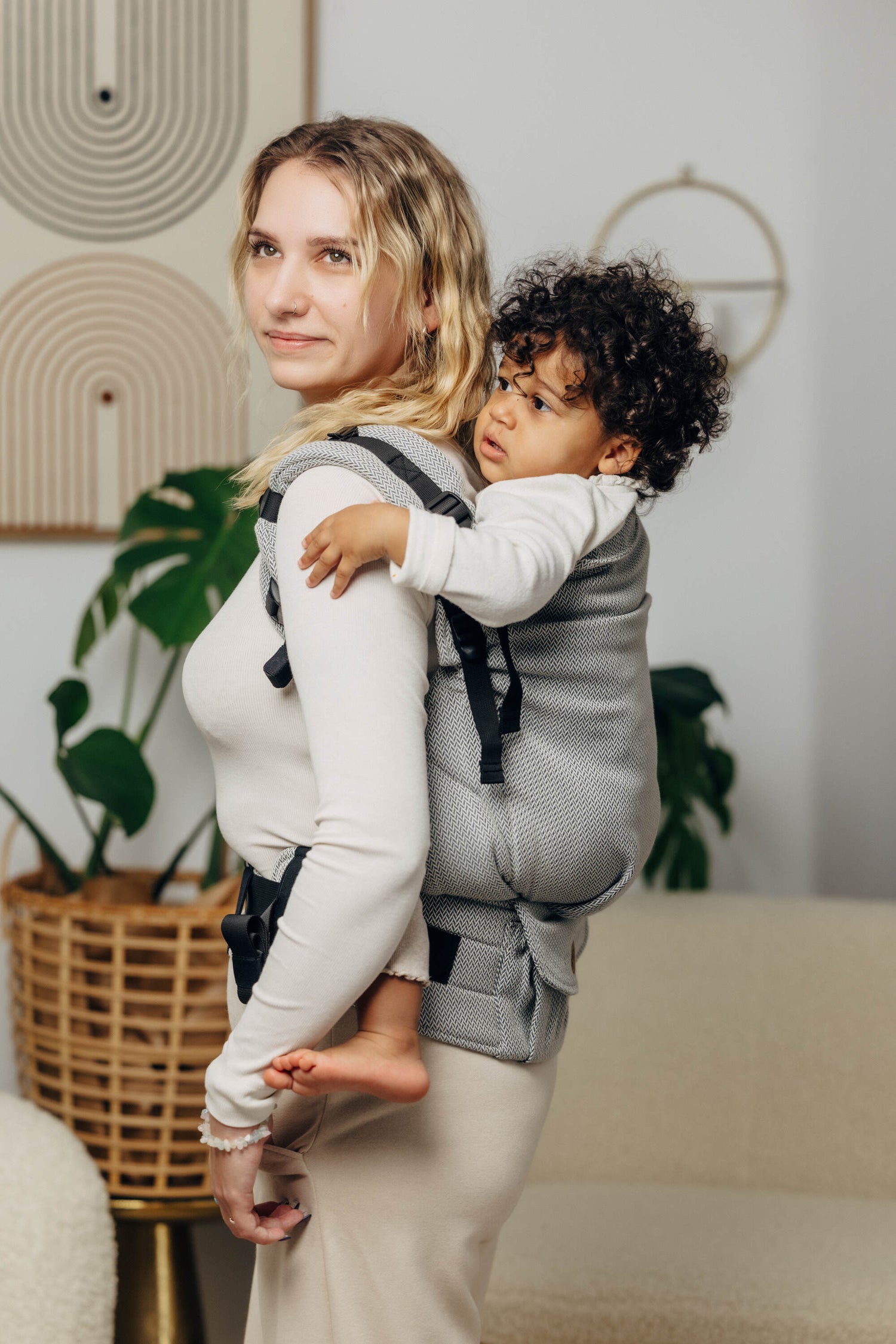 LennyLamb LennyPreschool (bis zu 30kg) - Kleines Fischgrätmuster Grau