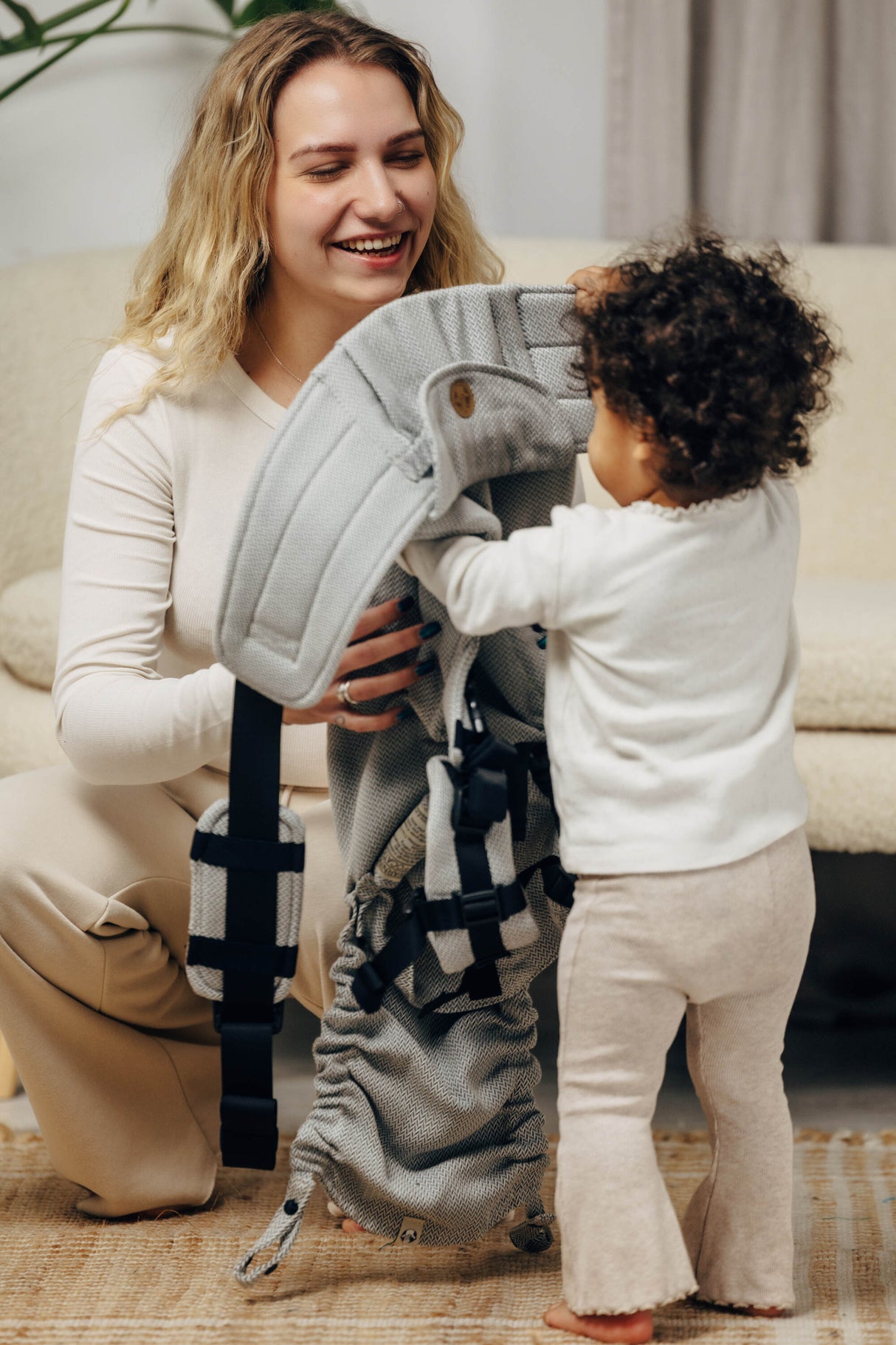 LennyLamb LennyPreschool (bis zu 30kg) - Kleines Fischgrätmuster Grau