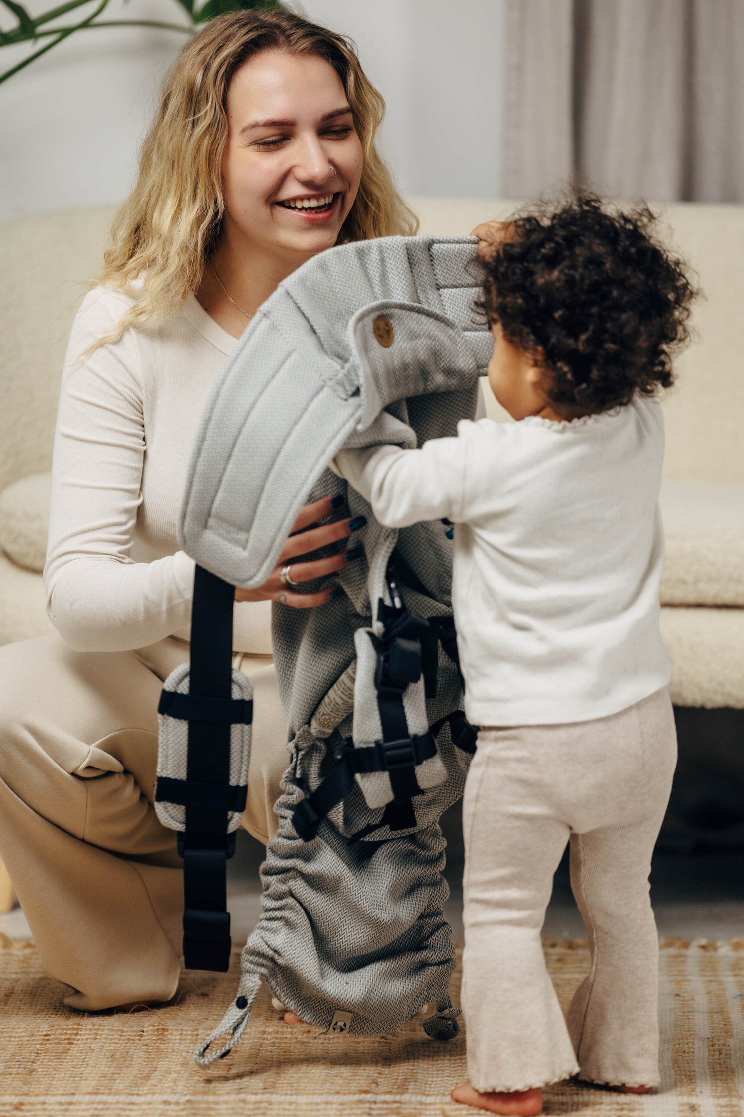 LennyLamb LennyPreschool (bis zu 30kg) - Kleines Fischgrätmuster Grau