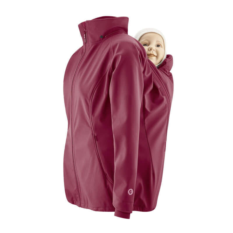 Mamalila Softshell Babywearing Jacket Allrounder - Berry with removable lining and windproof feature | Babymaxi