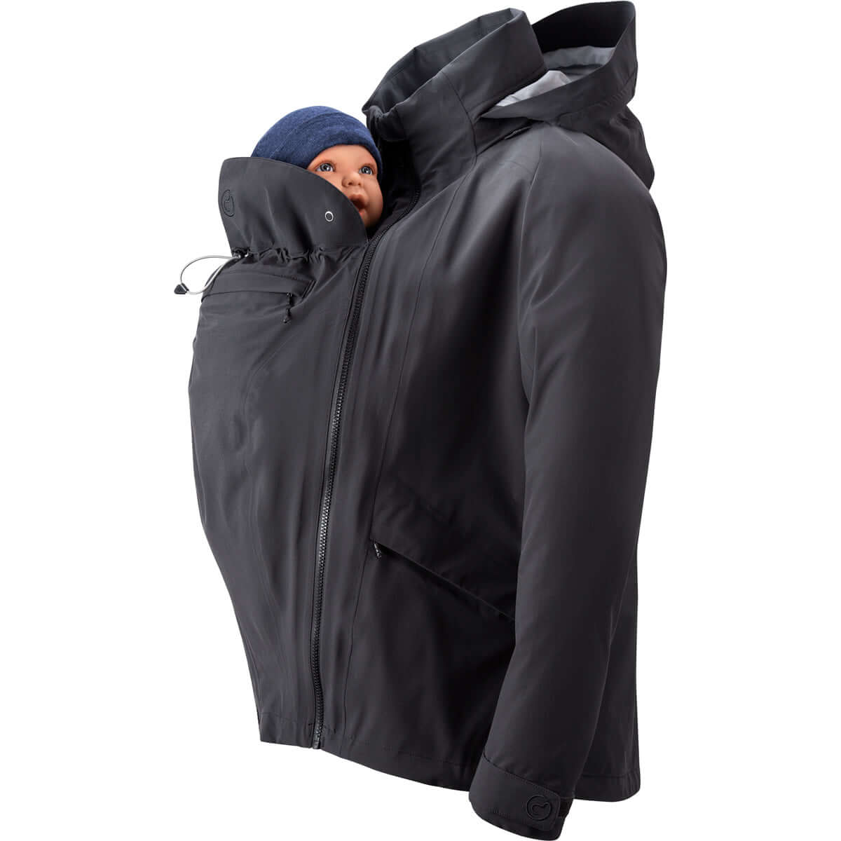 Mamalila Explorer Dad Waterproof Babywearing Shell Jacket - Black with baby insert | Babymaxi