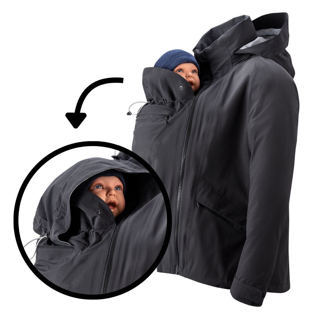Mamalila Explorer Dad Wasserdichte Baby Tragejacke - Black