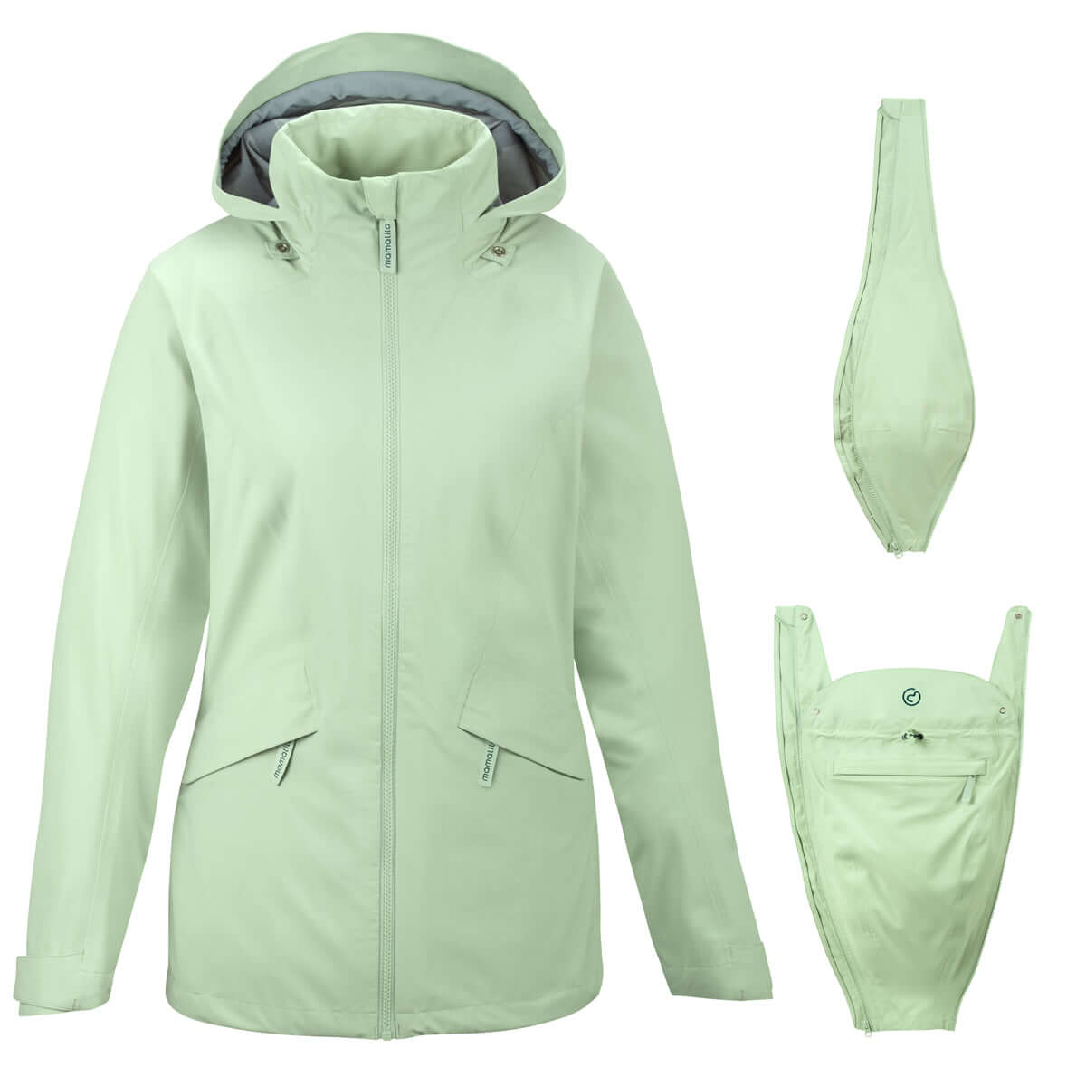 Mamalila Explorer Outdoor Baby Carrier Jacket - Mint for active mothers, waterproof for all weather | Babymaxi