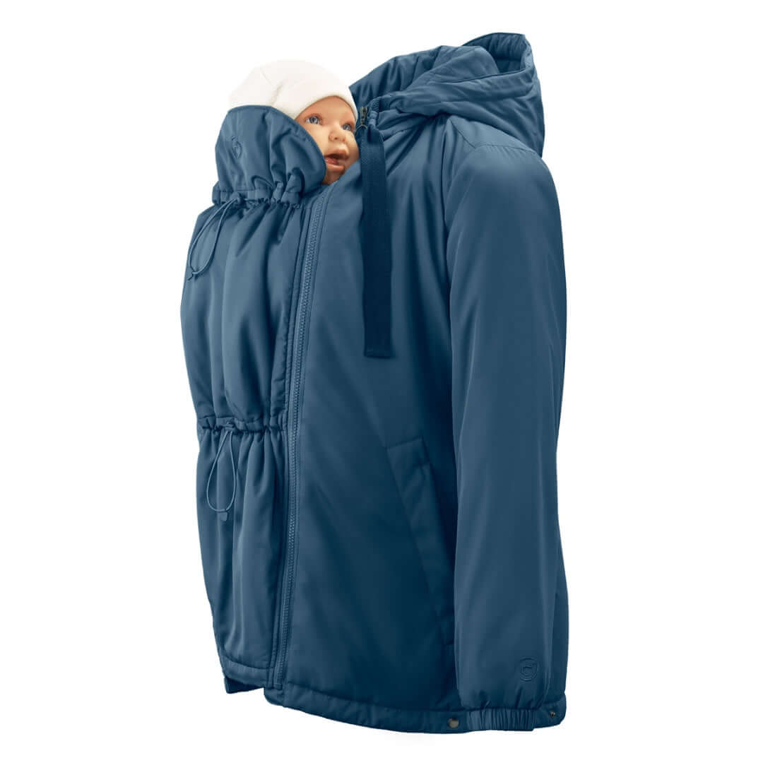 Mamalila Boston Babywearing Jacket - Navy showcasing a stylish design with baby insert for parents | Babymaxi