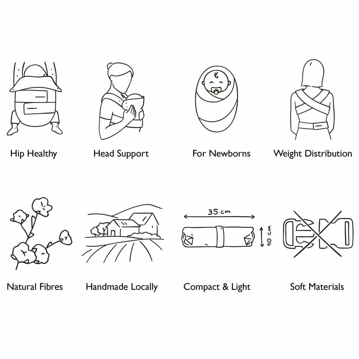 Marsupi Breeze - Light Grey features like hip healthy, head support, for newborns, weight distribution | Babymaxi