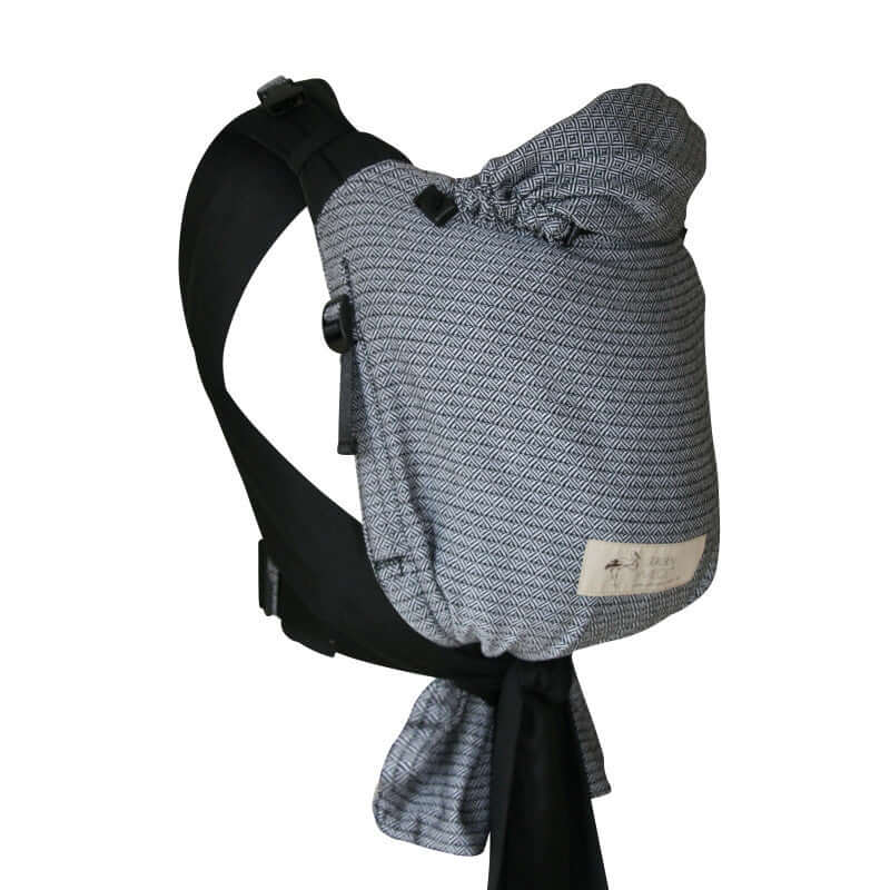 Storchenwiege Talemo Half-Buckle Baby Carrier - Leo Black White, adjustable, woven sling fabric, comfortable, perfect for infants | Babymaxi