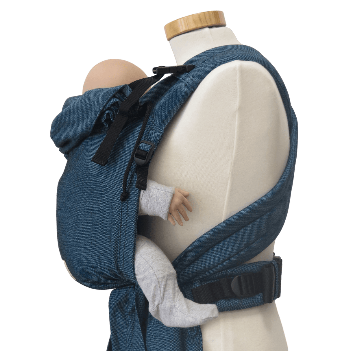 Storchenwiege Talemo Half-Buckle Baby Carrier - Turquoise with adjustable straps and baby | Babymaxi