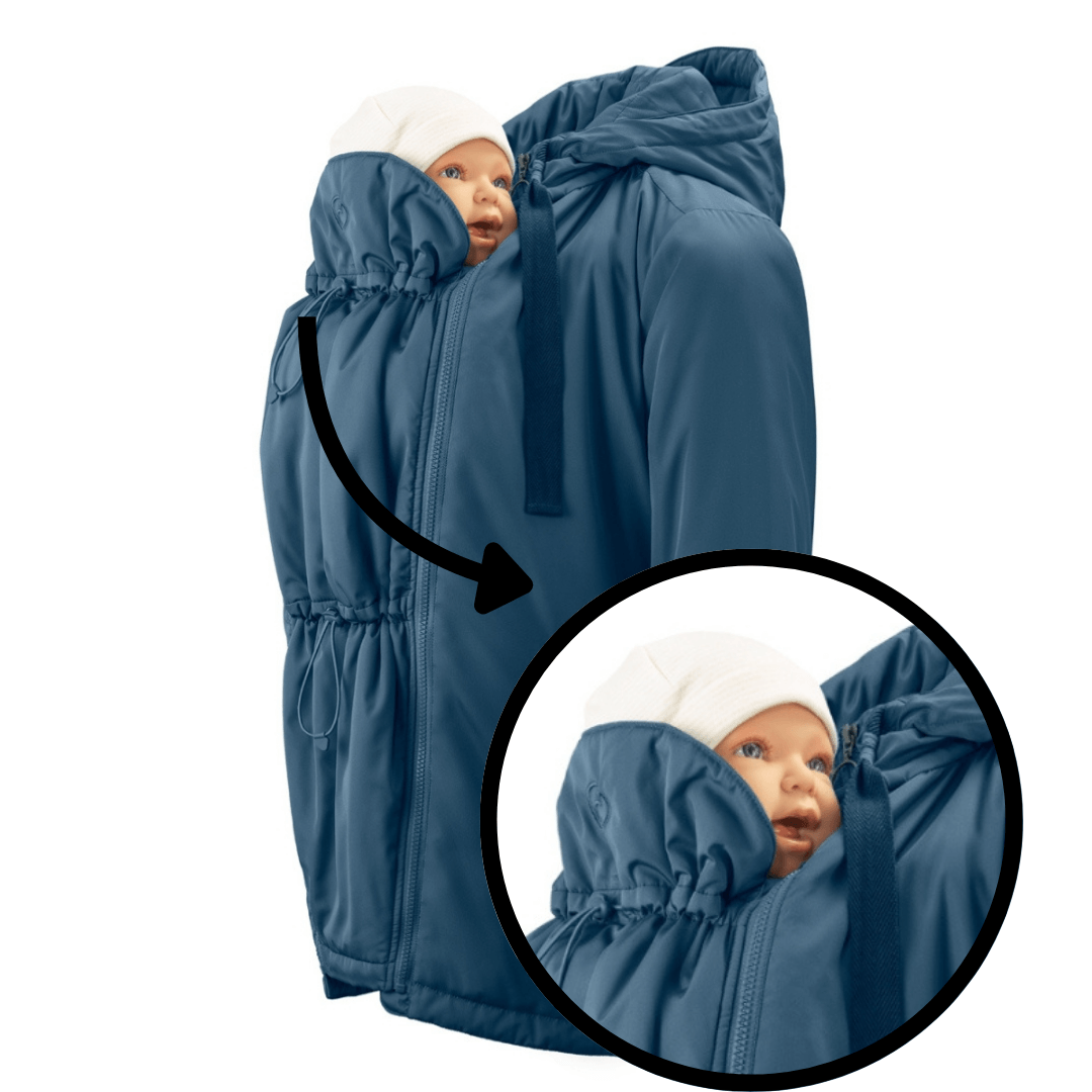 Mamalila Boston Babywearing Jacket - Navy, stylish jacket for babywearing with cozy padding and baby insert | Babymaxi