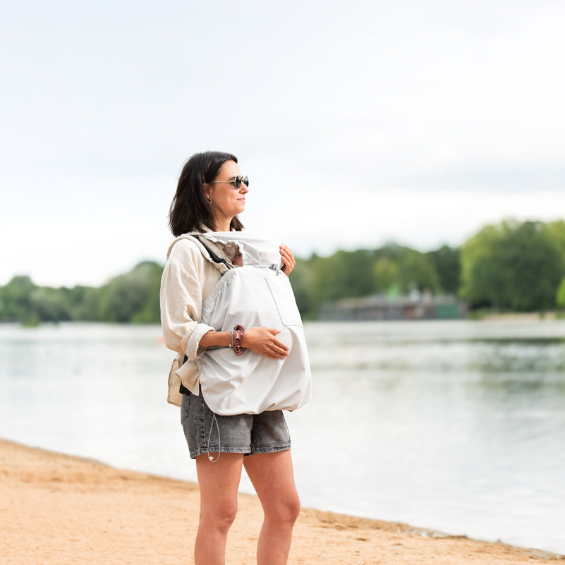 Sonnenschutz für Babytrage - Grau Gestreift