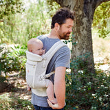 Ergobaby Adapt SoftFlex Mesh Pearl Grey baby carrier in action outdoors with baby, showcasing breathable design and comfort | Babymaxi