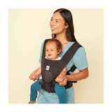 Mom carrying baby in Ergobaby Aerloom, Lightweight & Breathable - Charcoal Black baby carrier for comfort and ventilation | Babymaxi