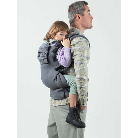 Isara The One - Graphite Linen baby carrier with toddler, perfect for versatile family adventures | Babymaxi