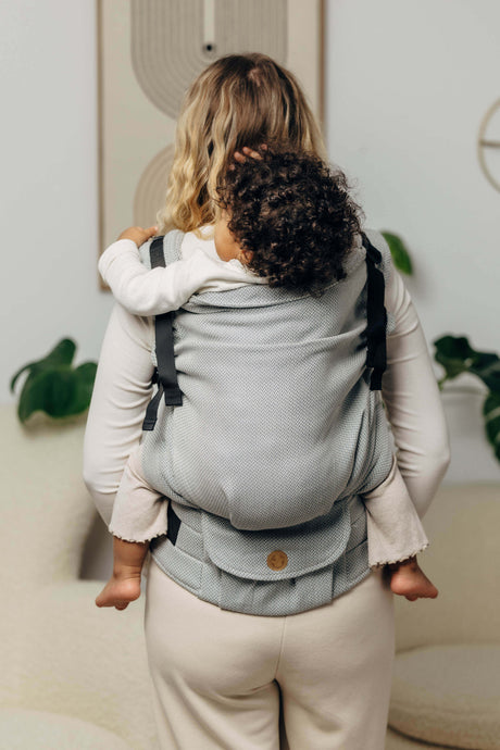 LennyLamb LennyPreschool (up to 30kg) - Little Herringbone Grey adjustable carrier for toddlers, perfect for kids aged 1-5 years | Babymaxi