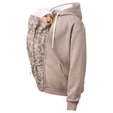 Mamalila Babywearing Hoodie London - Sand showcasing organic cotton fabric, 4-in-1 design for versatility| Babymaxi