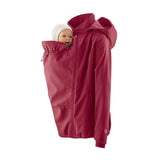 Mamalila Softshell Babywearing Jacket Allrounder - Berry with baby in hood | Babymaxi