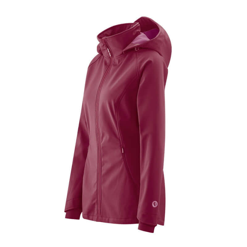 Mamalila Softshell Babywearing Jacket Allrounder - Berry, stylish red outerwear, versatile for all seasons | Babymaxi