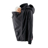 Mamalila Softshell Babywearing Jacket Allrounder - Black with baby in a cozy pocket | Babymaxi