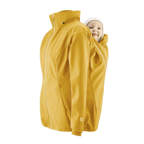 Mamalila Softshell Babywearing Jacket Allrounder - Mustard, versatile outerwear for parents and babies | Babymaxi