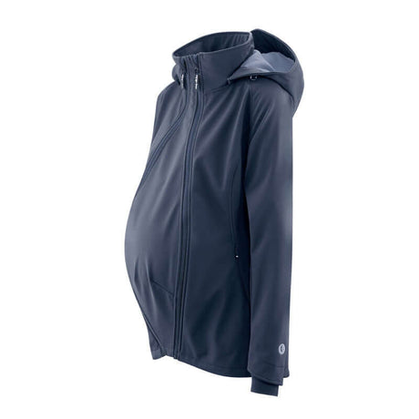 Mamalila Softshell Babywearing Jacket Allrounder - Navy showing side view, perfect for versatile weather | Babymaxi