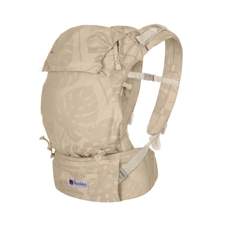 Quokkababy E-Carrier - Taupe Leaves ergonomic baby carrier made from organic cotton | Babymaxi
