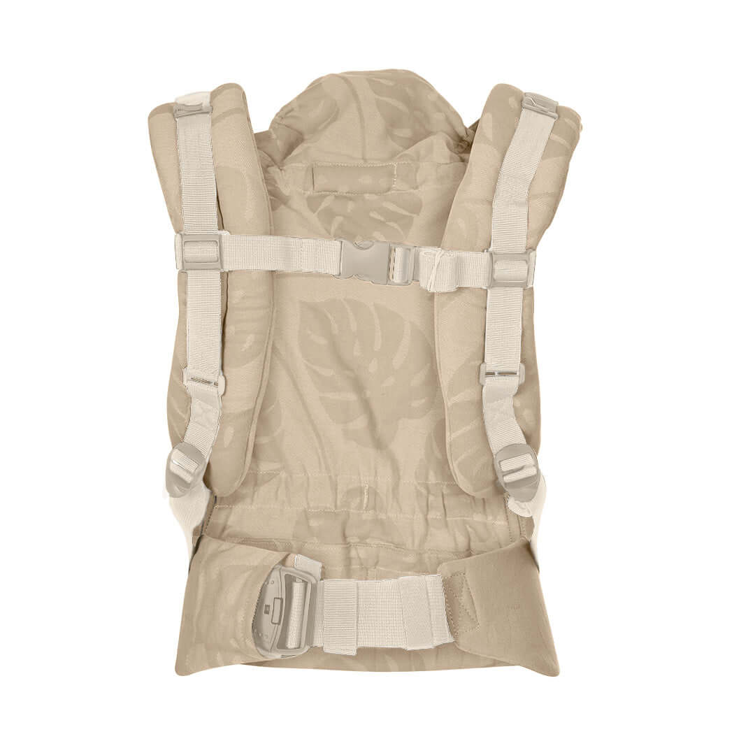 Quokkababy E-Carrier - Taupe Leaves ergonomic baby carrier with adjustable straps | Babymaxi
