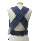Back view of the Storchenwiege Talemo Half-Buckle Baby Carrier - Denim showing the adjustable straps and buckle | Babymaxi