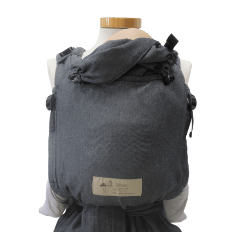 Storchenwiege Talemo Half-Buckle Baby Carrier - Graphite on display, showcasing its ergonomic design and comfort | Babymaxi