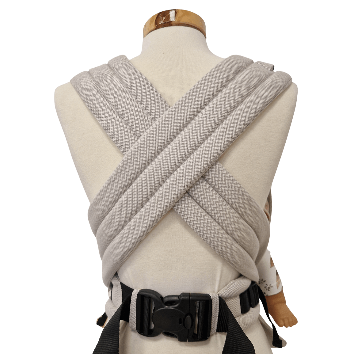 Storchenwiege Talemo Half-Buckle Baby Carrier - Moonstone back view with adjustable shoulder straps | Babymaxi