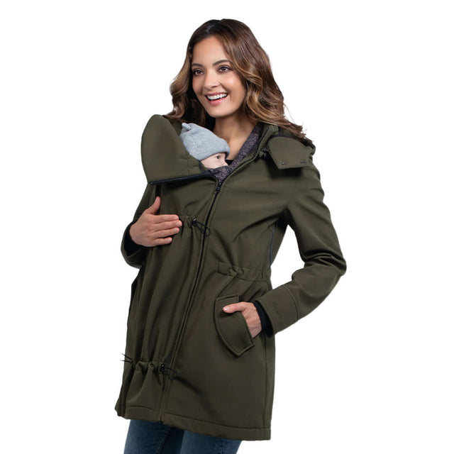 Wombat & Co. London - Shell Babywearing Coat - Camo Green, stylish jacket for babywearing, perfect for winter | Babymaxi